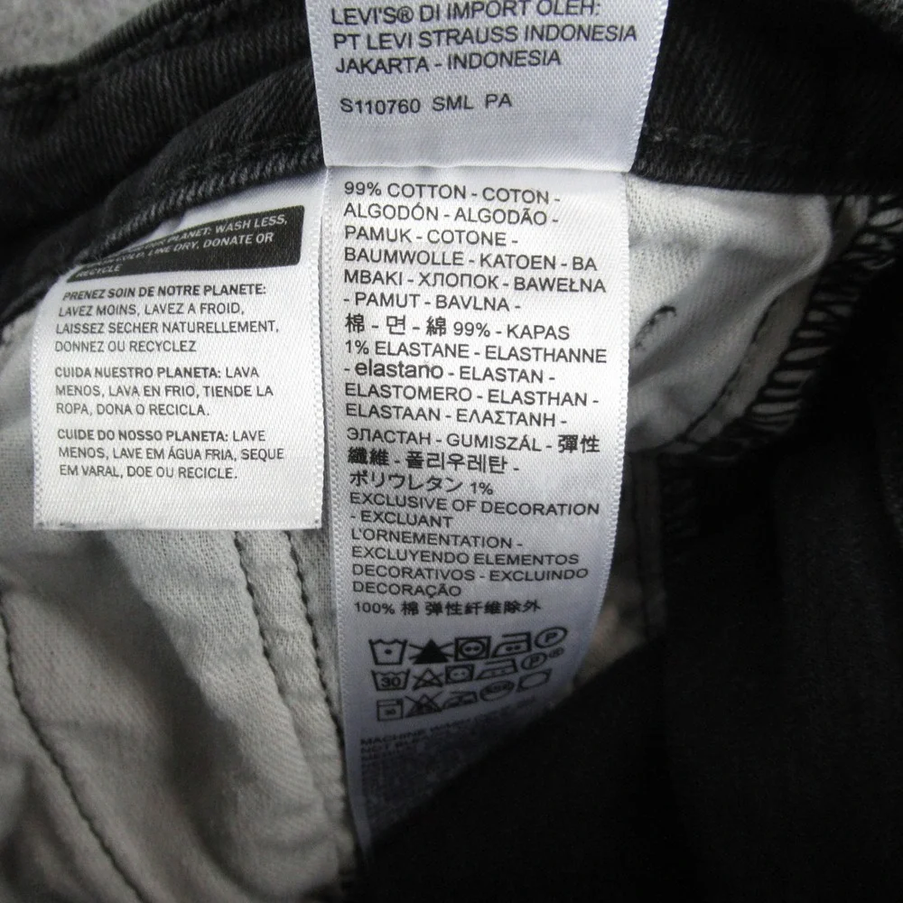 Levis 505 Mens Slim Straight Jeans‎ Black Denim W27 L29 00505-1469